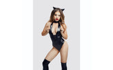 Glossy Kitti BDSM Play Wetlook Bodysuit and Cat Ears Black - - Her Fetish